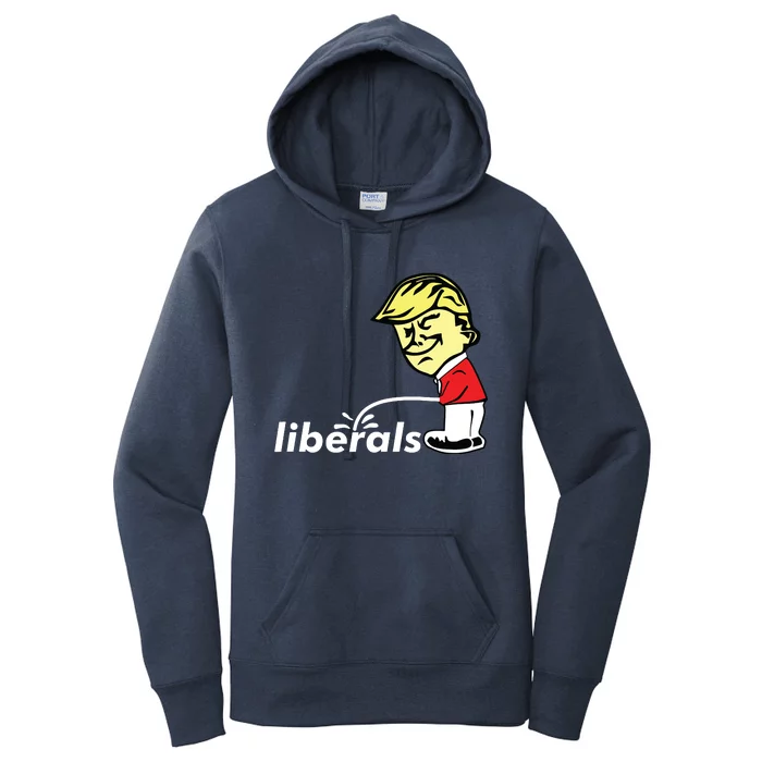 Pro Trump Anti Liberal Donald Trump Pissing On Liberals Gift Women's Pullover Hoodie