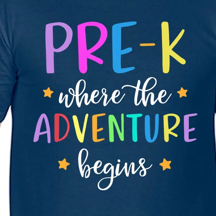 Pre-K Teacher Adventure Begins Teacher Preschool Comfort Colors T-Shirt