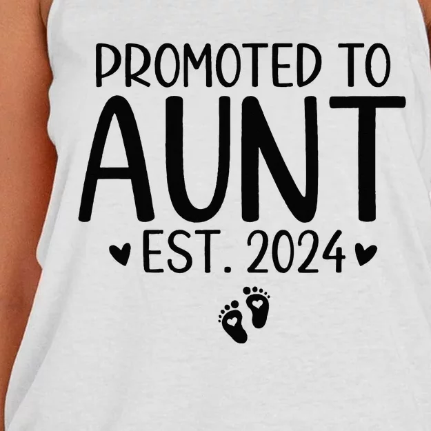 Promoted To Aunt 2024 First Time New Aunt Pregnancy Women's Knotted Racerback Tank