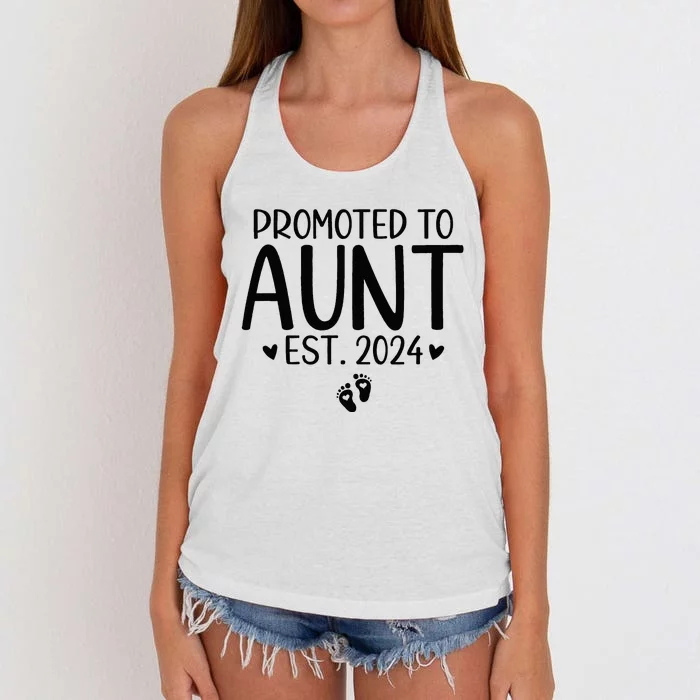 Promoted To Aunt 2024 First Time New Aunt Pregnancy Women's Knotted Racerback Tank