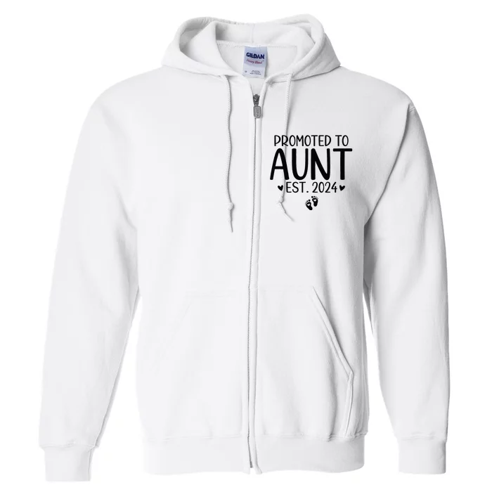 Promoted To Aunt 2024 First Time New Aunt Pregnancy Full Zip Hoodie