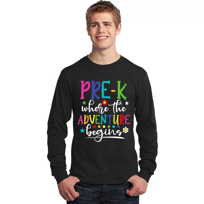 PreK Teacher Adventure Begins First Day Preschool Teachers Tall Long Sleeve T-Shirt