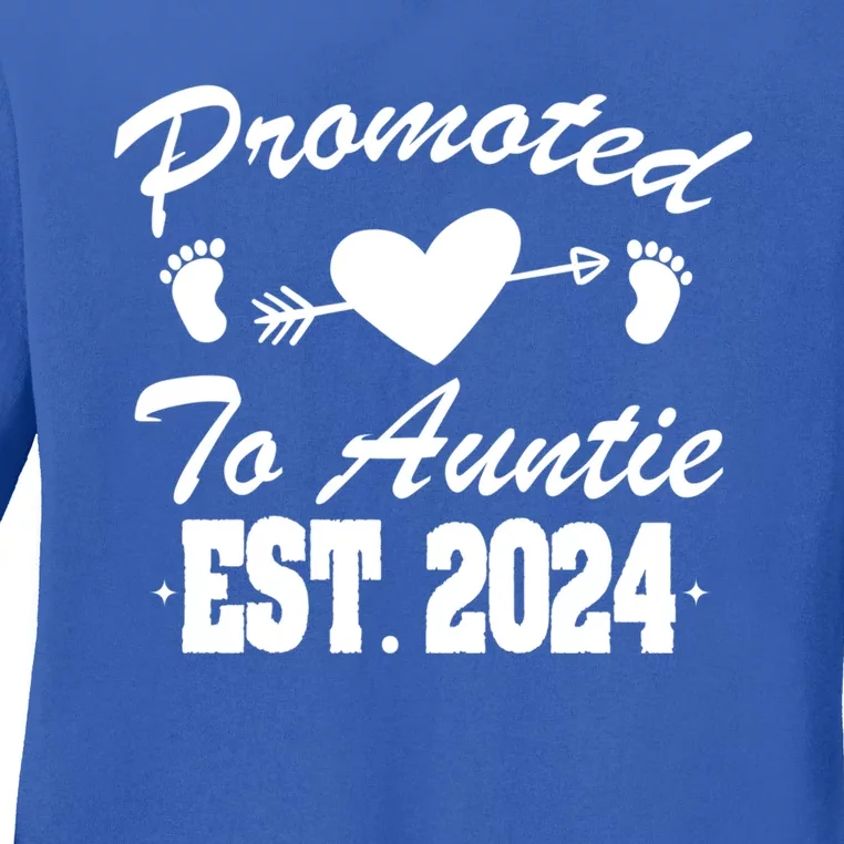 Promoted To Auntie 2024 Soon To Be Auntie Pregnancy Gift Ladies Long Sleeve Shirt