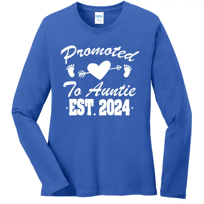 Promoted To Auntie 2024 Soon To Be Auntie Pregnancy Gift Ladies Long Sleeve Shirt