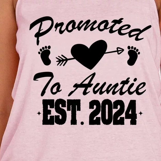 Promoted To Auntie 2024 Soon To Be Auntie Pregnancy Gift Women's Knotted Racerback Tank