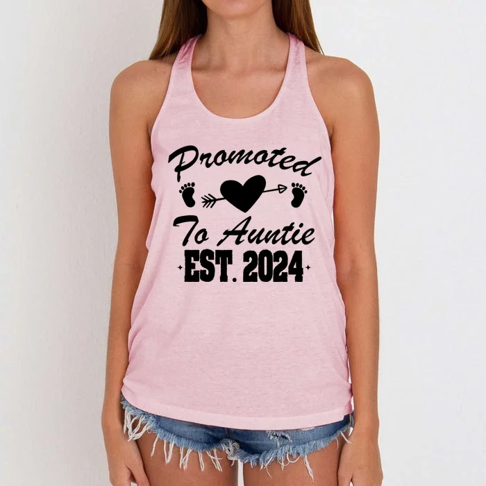 Promoted To Auntie 2024 Soon To Be Auntie Pregnancy Gift Women's Knotted Racerback Tank