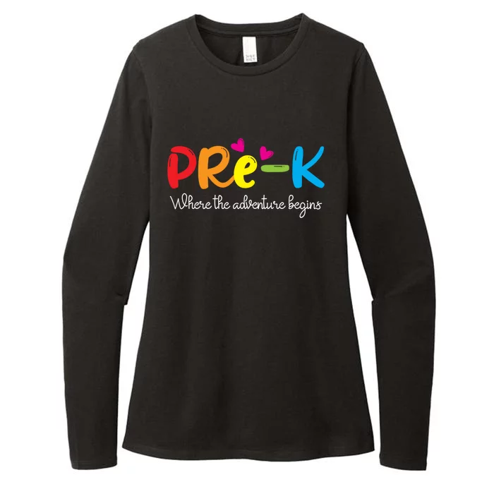 PreK Teacher Adventure Begins Teacher Preschool Cute Gift Womens CVC Long Sleeve Shirt