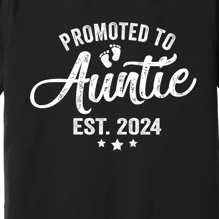 Promoted To Auntie Est 2024 Soon To Be New Aunt Baby Reveal Premium T-Shirt