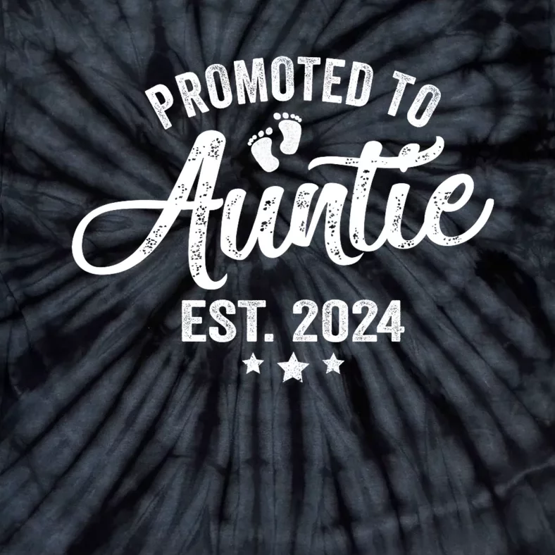 Promoted To Auntie Est 2024 Soon To Be New Aunt Baby Reveal Tie-Dye T-Shirt