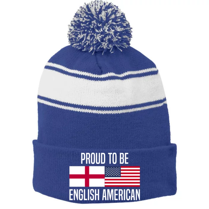 Proud To Be English American Meaningful Gift Stripe Pom Pom Beanie