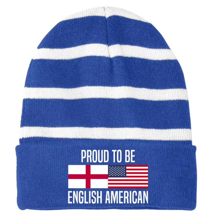 Proud To Be English American Meaningful Gift Striped Beanie with Solid Band