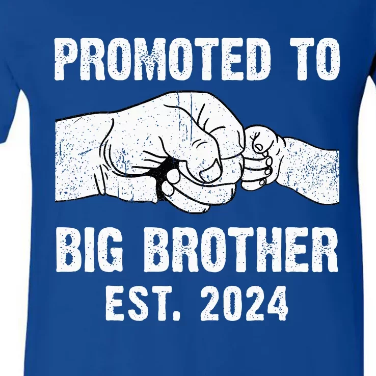 Promoted To Big Brother Est. 2024 New Big Brother Fist Bump V-Neck T-Shirt