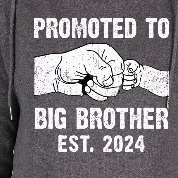 Promoted To Big Brother Est. 2024 New Big Brother Fist Bump Womens Funnel Neck Pullover Hood