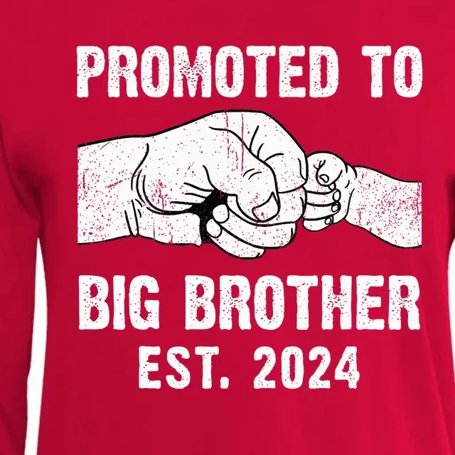 Promoted To Big Brother Est. 2024 New Big Brother Fist Bump Womens Cotton Relaxed Long Sleeve T-Shirt