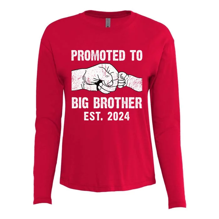 Promoted To Big Brother Est. 2024 New Big Brother Fist Bump Womens Cotton Relaxed Long Sleeve T-Shirt