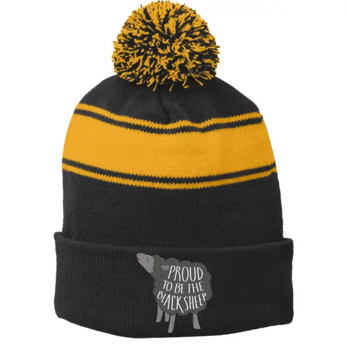 Proud To Be The Black Sheep Stripe Pom Pom Beanie