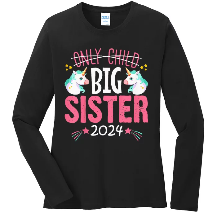 Promoted to Big sister est 2024 Unicorn Ladies Long Sleeve Shirt