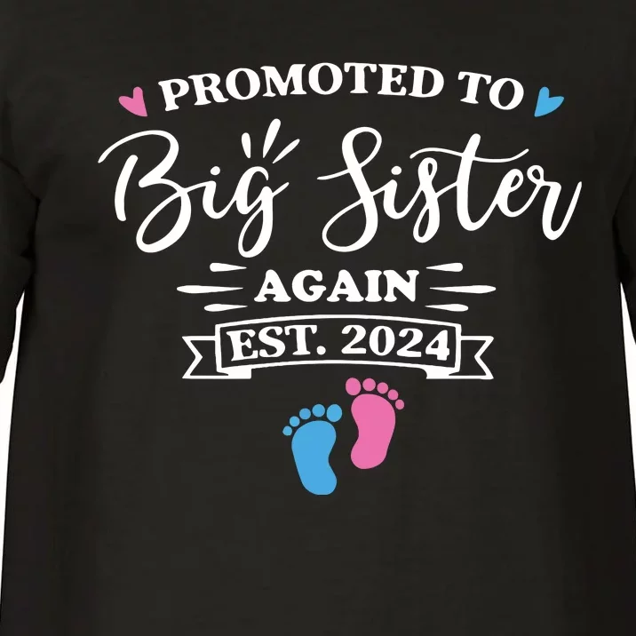 Promoted To Big Sister Again Est 2024 Pink Or Blue Sister Comfort Colors T-Shirt