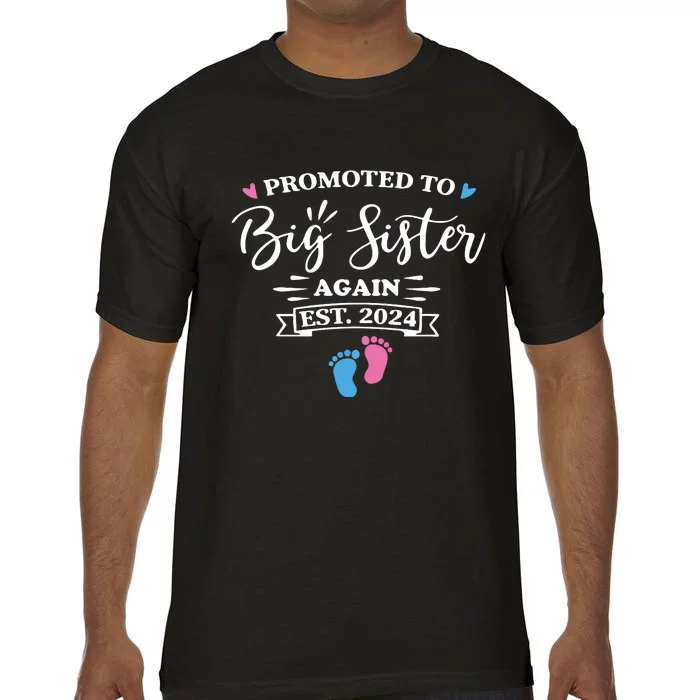 Promoted To Big Sister Again Est 2024 Pink Or Blue Sister Comfort Colors T-Shirt