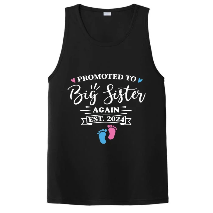 Promoted To Big Sister Again Est 2024 Pink Or Blue Sister Performance Tank