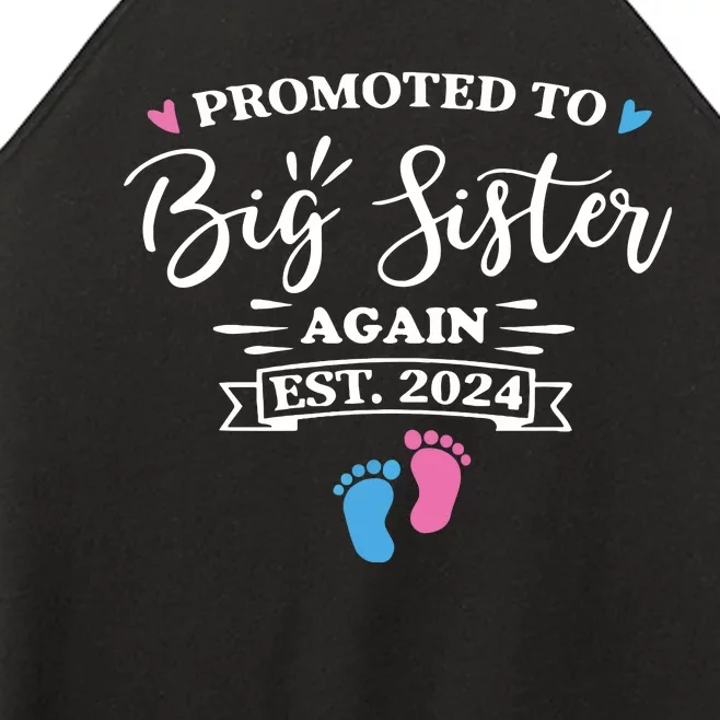 Promoted To Big Sister Again Est 2024 Pink Or Blue Sister Women’s Perfect Tri Rocker Tank