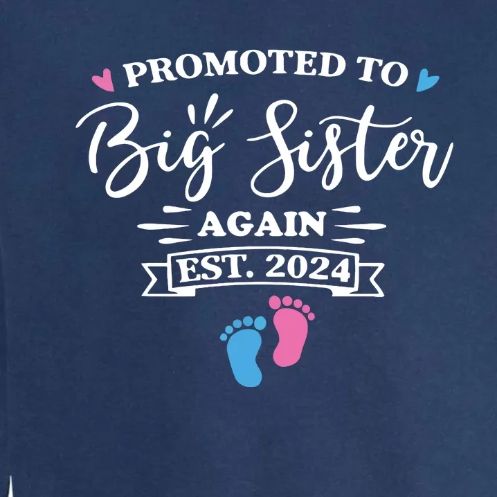 Promoted To Big Sister Again Est 2024 Pink Or Blue Sister Garment-Dyed Sweatshirt