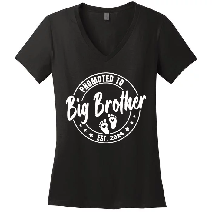 Promoted To Big Brother Again Est 2024 Pregnancy Women's V-Neck T-Shirt