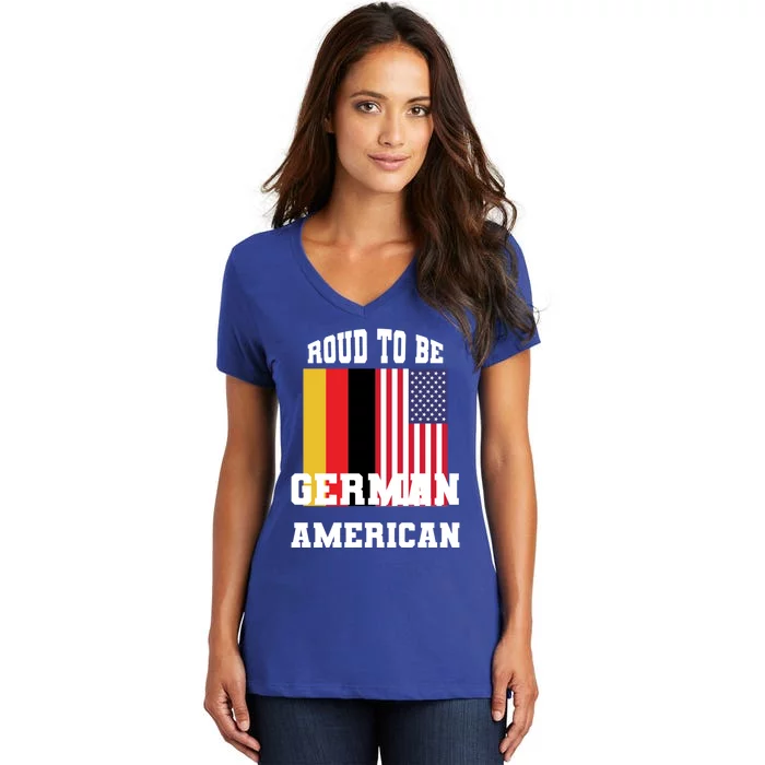 Proud To Be Ger American With Usa And Gery Flag Gift Women's V-Neck T-Shirt