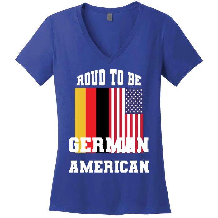 Proud To Be Ger American With Usa And Gery Flag Gift Women's V-Neck T-Shirt