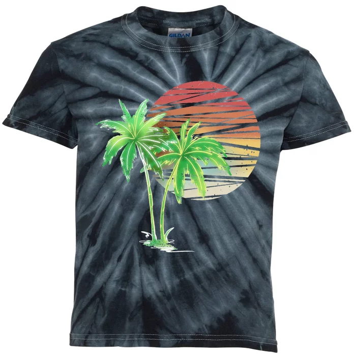 Palm Tree Beach Summer Vacation Holiday Island Kids Tie-Dye T-Shirt