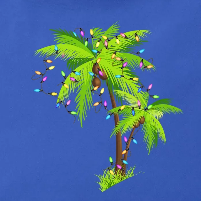 Palm Tree Beach Funny Tropical Xmas Christmas Lights Cute Gift Zip Tote Bag