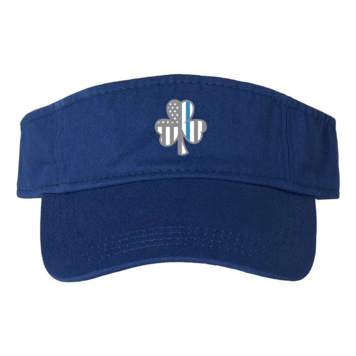 Police Thin Blue Line Shamrock Irish St Patricks Day Us Flag Gift Valucap Bio-Washed Visor