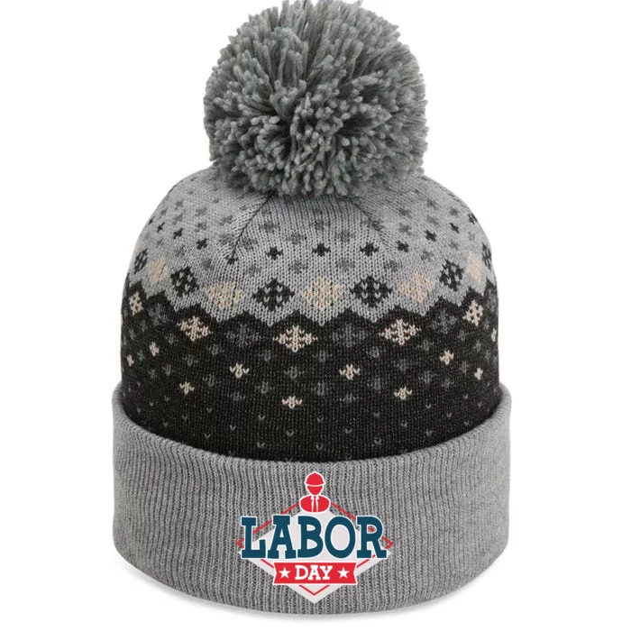 Proud To Be American Patriot Union Skilled Worker Labor Day Gift The Baniff Cuffed Pom Beanie