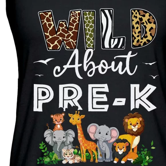 Prek Teacher Back To School Wild About Prek Gift Ladies Essential Flowy Tank