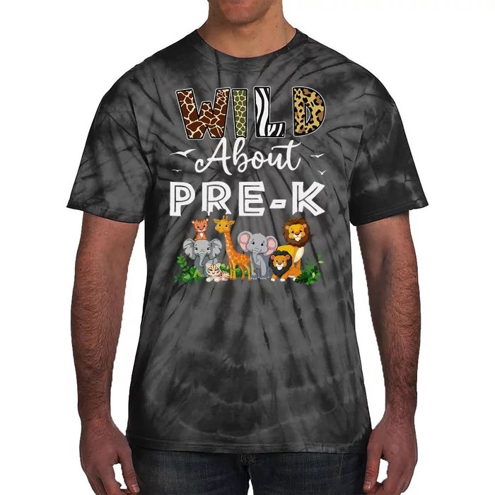 Prek Teacher Back To School Wild About Prek Gift Tie-Dye T-Shirt