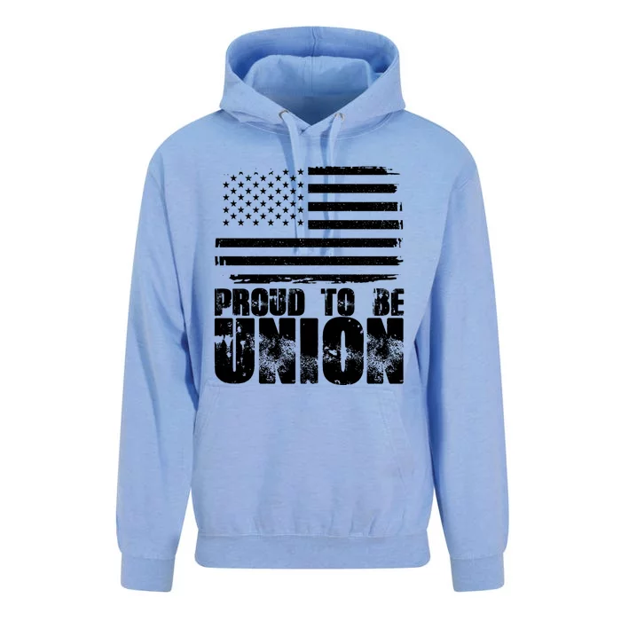 Proud To Be Union American Flag Patriotic Workers Union Gift Unisex Surf Hoodie