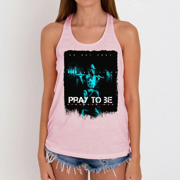 Pray To Be Stronger By Tfm Designs Women's Knotted Racerback Tank