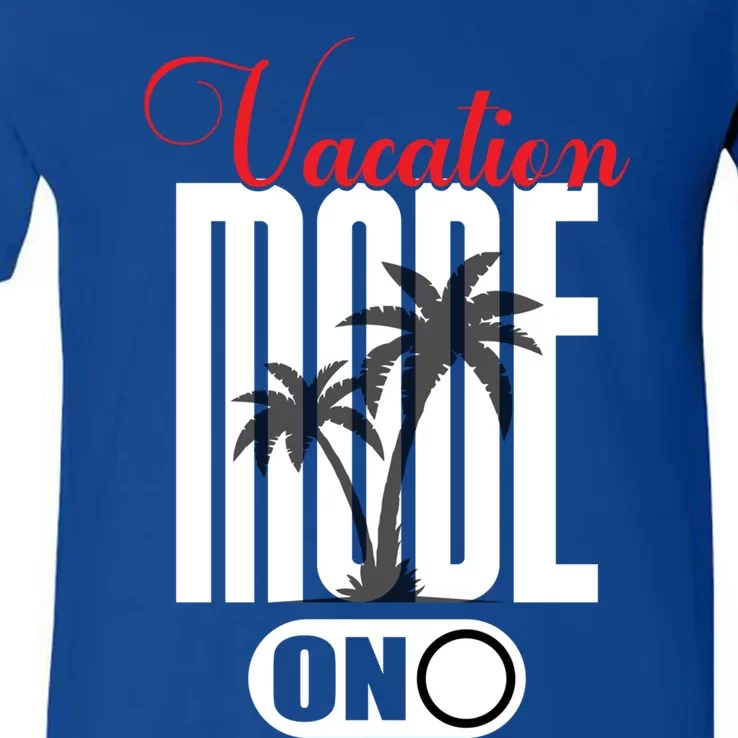 Palm Tree Beach Vacation Mode On Funny Vacation Mode Meme Great Gift V-Neck T-Shirt