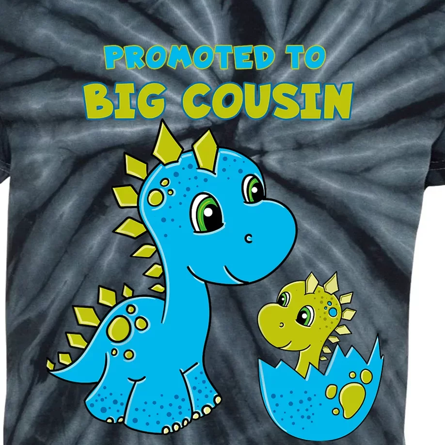 Promoted to Big Cousin Boy Dinosaur Kids Tie-Dye T-Shirt