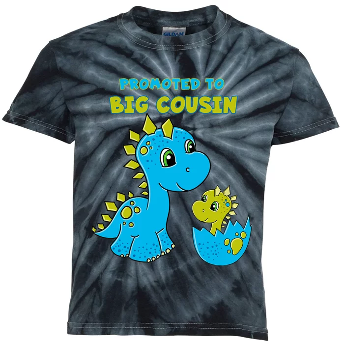 Promoted to Big Cousin Boy Dinosaur Kids Tie-Dye T-Shirt