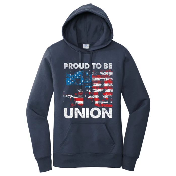 Proud To Be Union Labor Worker Patriotic Laborer Gift Women's Pullover Hoodie