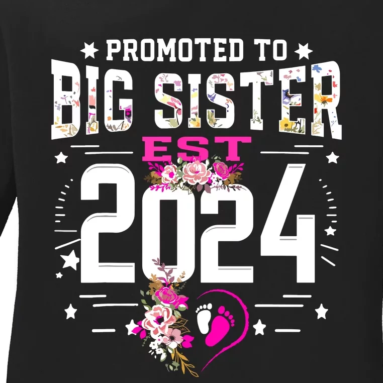 Promoted To Big Sister Est 2024 New Big Sister Mothers Day Ladies Long Sleeve Shirt