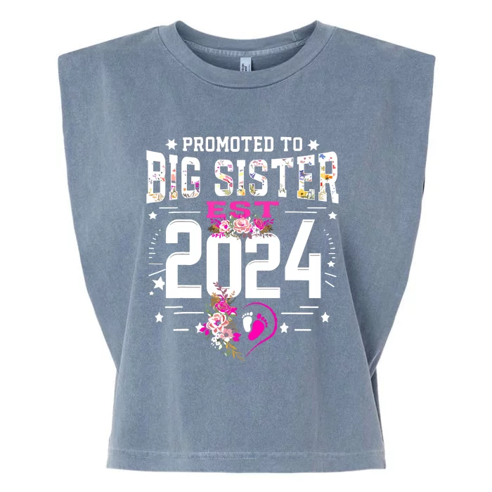 Promoted To Big Sister Est 2024 New Big Sister Mothers Day Garment-Dyed Women's Muscle Tee