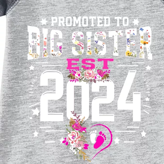 Promoted To Big Sister Est 2024 New Big Sister Mothers Day Infant Baby Jersey Bodysuit