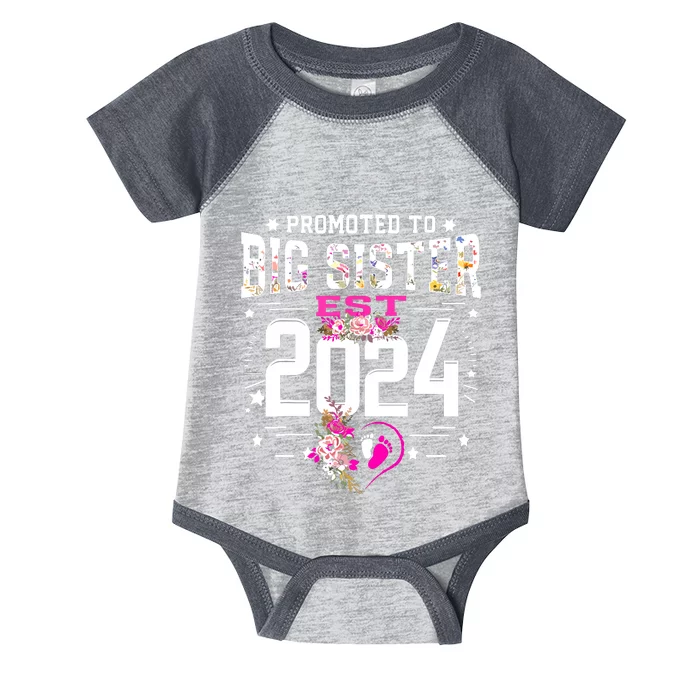 Promoted To Big Sister Est 2024 New Big Sister Mothers Day Infant Baby Jersey Bodysuit