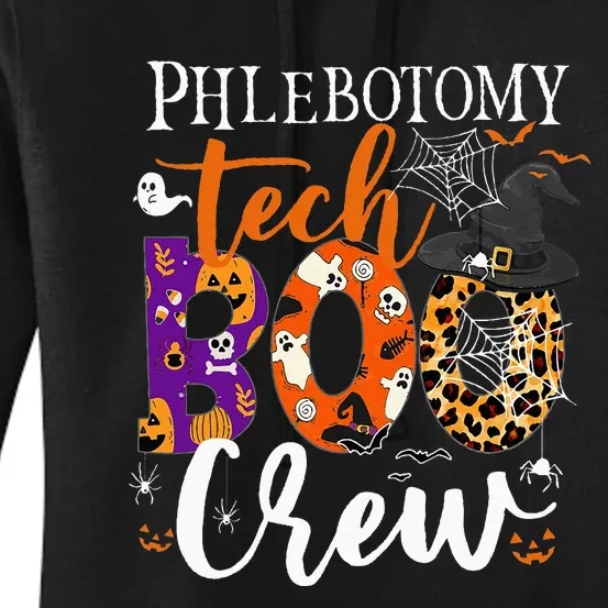 Phlebotomy Tech Boo Crew Ghost Halloween Technician Matching Women's Pullover Hoodie