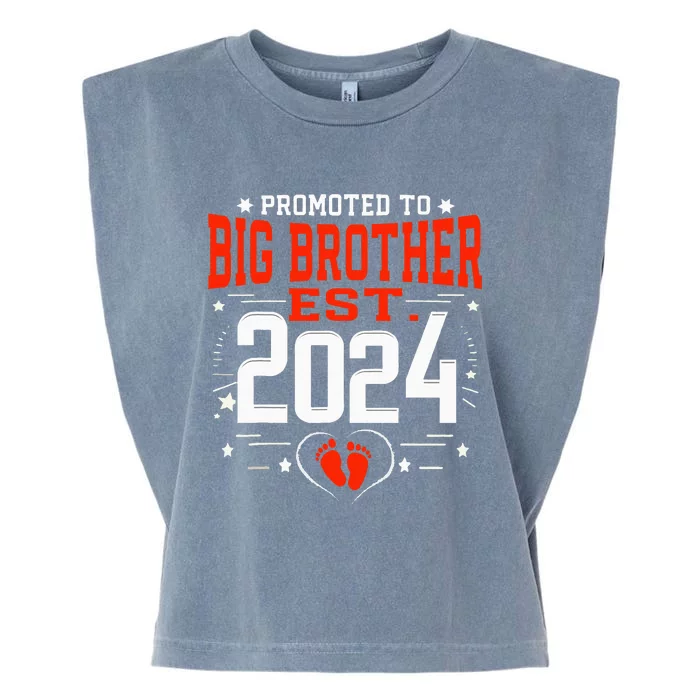 Promoted To Big Brother Est 2024 Garment-Dyed Women's Muscle Tee