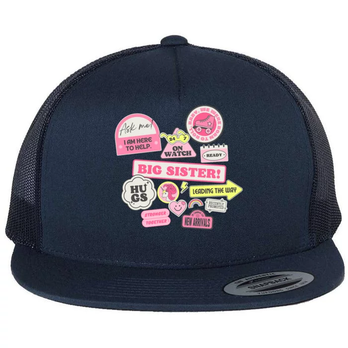 Promoted To Big Sister Cute Gift Flat Bill Trucker Hat