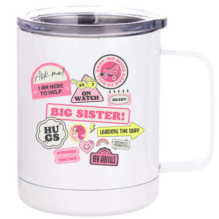 Promoted To Big Sister Cute Gift Front & Back 12oz Stainless Steel Tumbler Cup