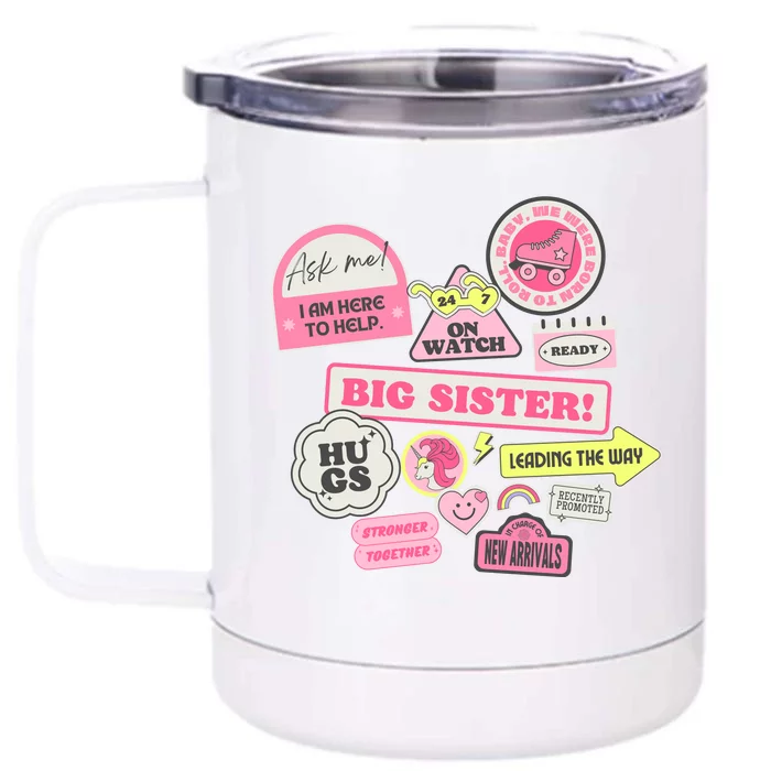 Promoted To Big Sister Cute Gift Front & Back 12oz Stainless Steel Tumbler Cup